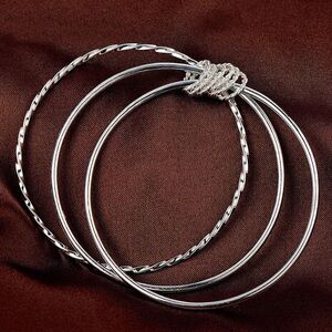 Silver Small Circle Bangle Bracelet Charm